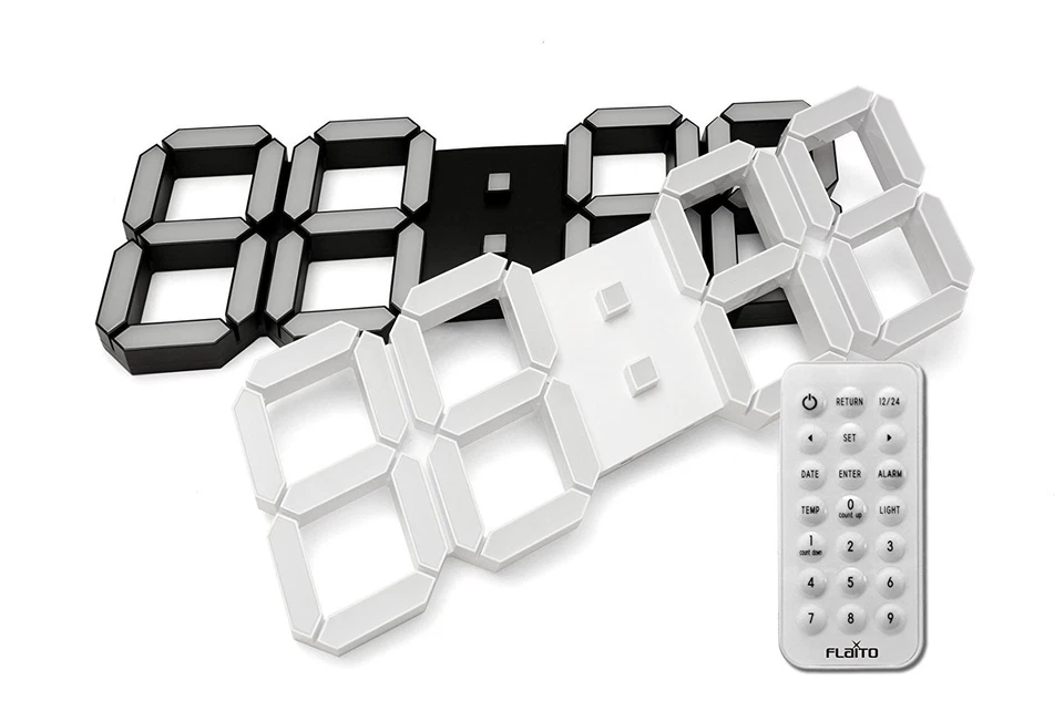 FLAITO 3D LED Multi-Functional Remote Control Digital Wall Clock (White) - Image 3 of 4