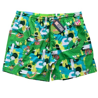 RSVLTS Classic Nickelodeon Mens Hybrid Swim Shorts XXL Green SpongeBob Rugrats