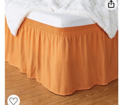 Amazon Basics Lightweight Elegantly Styled Ruffled Bed Skirt Twin/Twin XL  Orange