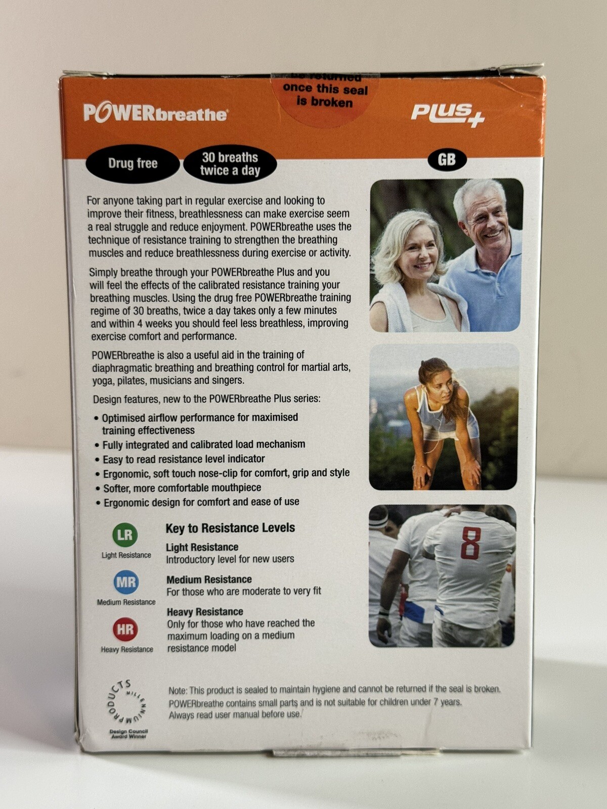 POWERbreathe Plus Heavy Resistance Breathing Muscle Trainer Black OPEN