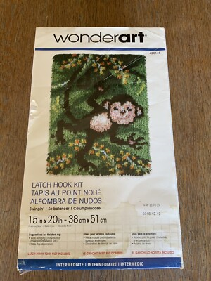 Spinrite Caron Wonderart Latch Hook Kit 15''X20''-Swingin' 426146 Monkey Euc