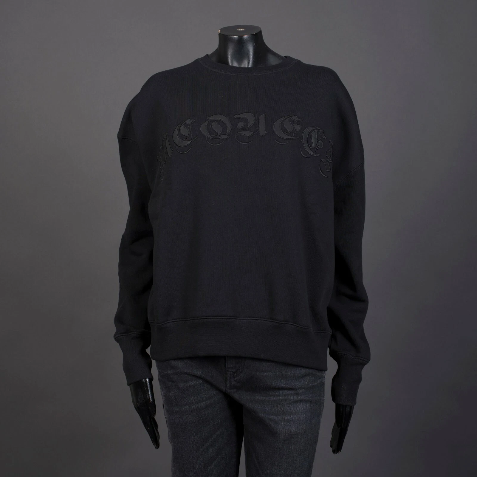 ALEXANDER MCQUEEN 995$ Black Cotton Jersey Sweatshirt - Gothic Logo