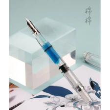 Mianmian 494 Transparent Piston Fountain Pen Extra Fine Nib 0.38/0.5 Writing #MJ