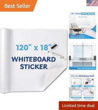 Whiteboard Sticker for Wall, 120" x 18" No Ghosting Peel and Stick Dry Erase ...
