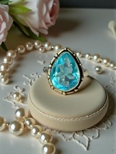 Sterling Silver Aquamarine Statement Cocktail Ring Sz 8.5 5.4g