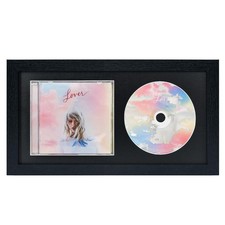 CD Frame, 14.4" x 7.9", Black with Black Mat, Real Glass, CD Display Case, Wa...