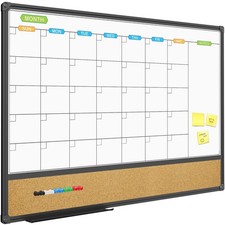 Magnetic Calendar Whiteboard  Bulletin Corkboard Combination, Combo Board 36...