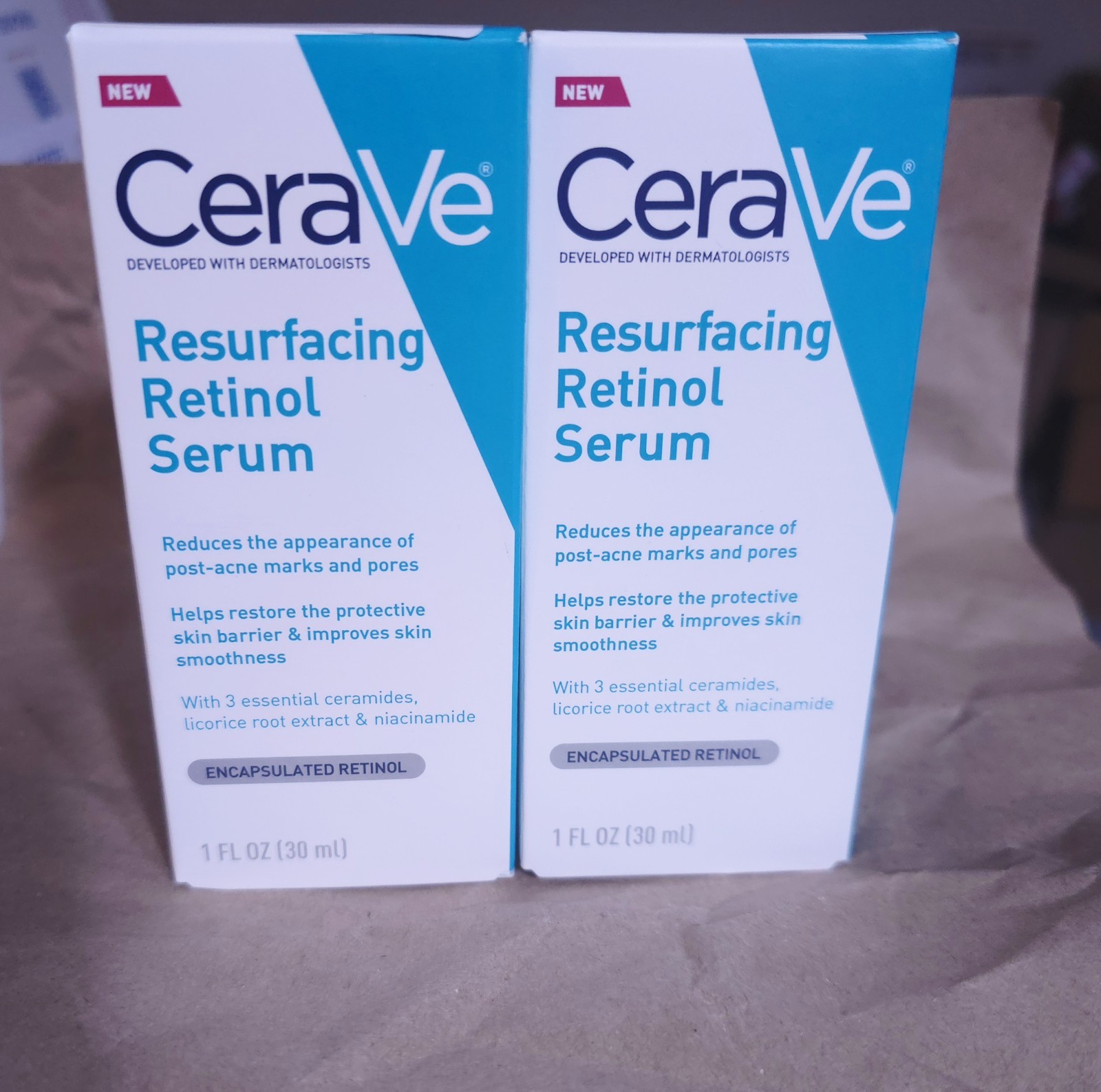 Cerave Resurfacing Retinol Serum 2 Pack, 1 Oz each