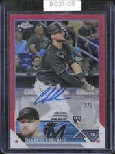 2023 Topps Chrome Rookie Autographs Charles Leblanc RC #RA-CL RED /5 SSP