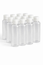 Set mit 12 transparenten Flaschen - sicherer weißer Verschluss 50 ml