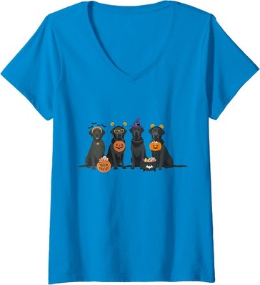 Halloween Black Lab Labrador Retriever Dog Costume Ladies' V-Neck Tshirt