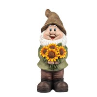 Dekofigur Zwerg Herbstfarben Mit Sonnenblumen H. 55Cm Aus Magnesia Formano H26
