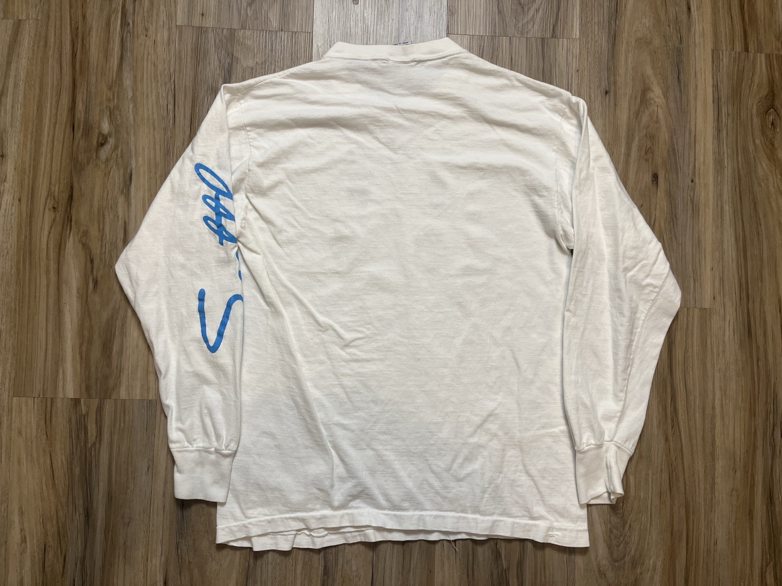 FILA T shirt vintage SEATTLE media pioggia gatti e cani manica lunga spellout LEGGI