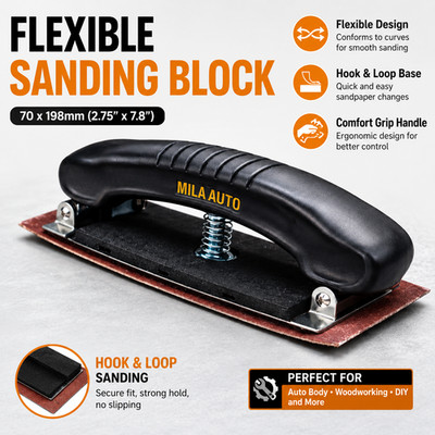 2.75'' x 7.8'' Hook & Loop Hand Sanding Block Auto Body Sandpaper Holder