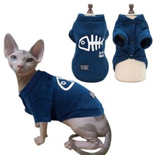 Fishbone Cat Clothes Winter Warm Pet Sweatshirt for Cats Dogs Puppy Clothing Rag