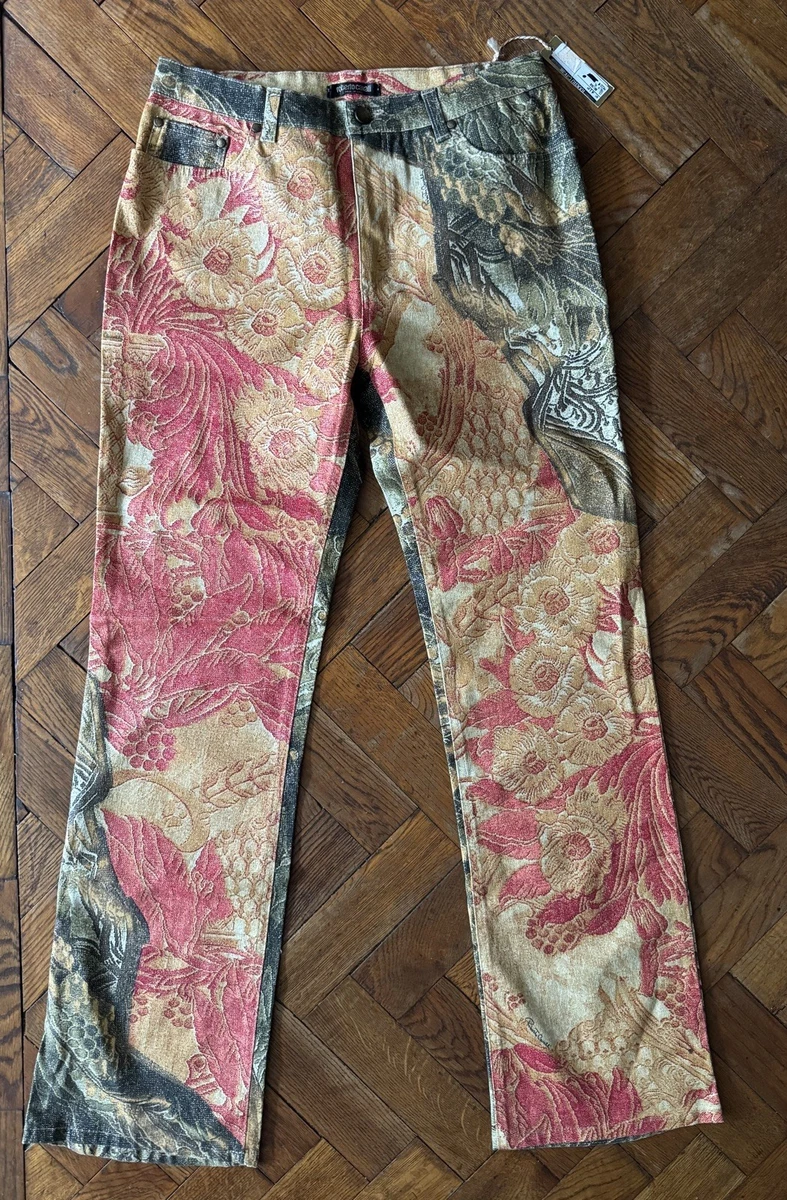 Pantalon Roberto Cavalli à Paillettes Noir Imprimé Floral - Occasion Excellent état