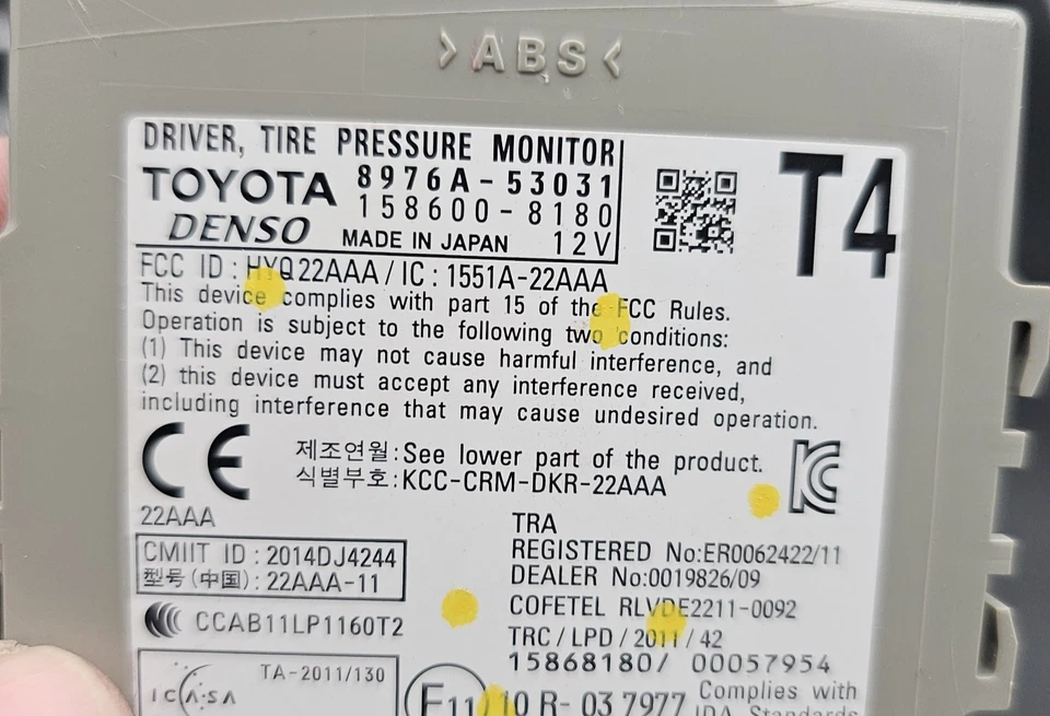 Módulo monitor de presión de neumáticos Lexus RC300 RC350 RC F TPMS 2015-2019 8976A-53031 Foto 3 de 4