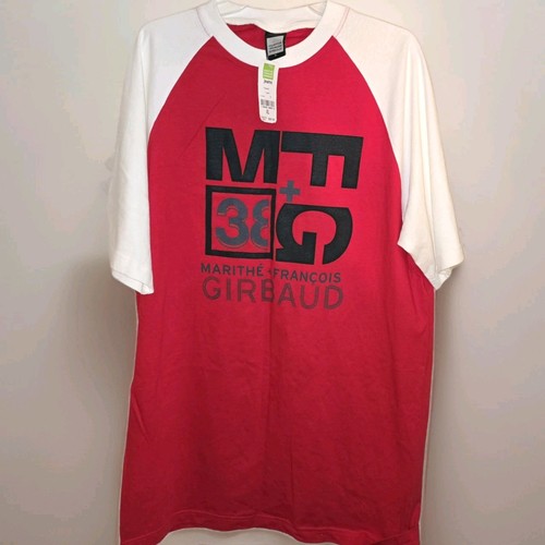 Marithé + François Girbaud, ​VINTAGE NWT Marithé + François Girbaud T-Shirt Red White Raglan Graphic Tee Y2K