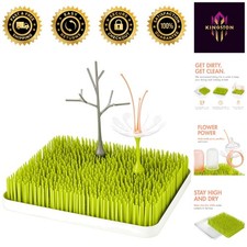 Elegant 3-Piece Lawn Baby Bottle Drying Rack Bundle with Antimicrobial Tray