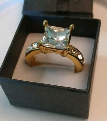 Whopper! New Size 13 Zircon Stone 18k Gold Plated Ring W/Box, Play Ring   S. 13