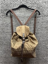 Zaino da viaggio Fendi donna tabacco Zucca tela e fibbia pelle marrone 2262