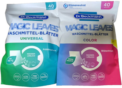 Dr. Beckmann MAGIC LEAVES Waschmittel-Blätter  UNIVERSAL + COLOR 2 x 40 WÄSCHEN