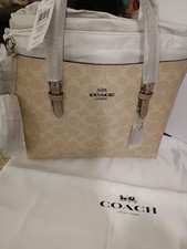 Coach Mollie Tote Bag 25 In Signature Canvas SV/SAND/TAUPE