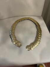 vintage goldtone textured fish-scale stretch belt from 70  s L-xl 42  Hippie Boho