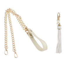 39 Inch Purse Chain Strap Purse Strap Replacement with Tassel, Beige/Gold