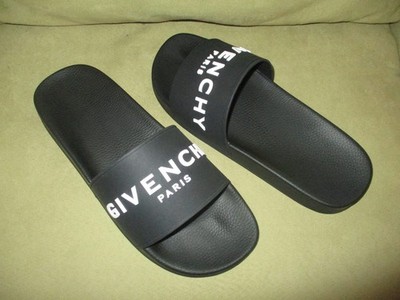 $350 Givenchy Mens Logo Rubber Slide Sandals Black 45 US 12