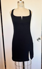 NEW NBD Women's Black Textured Sleeveless Slit  Midi Bodycon Tank Dress Small