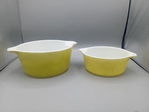 Vintage Yellow Pyrex Casserole Bowls Set Of 2