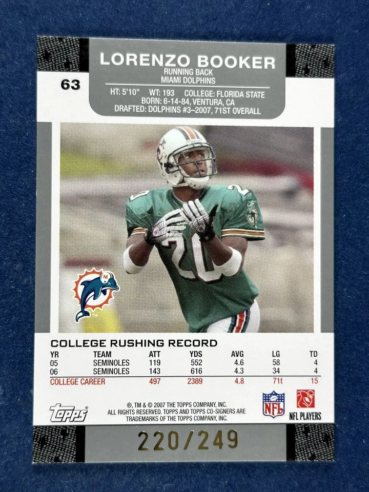2007 Topps Co-Signers Green L. Booker/L. Maroney Dolphins /249 - Image 2 of 2