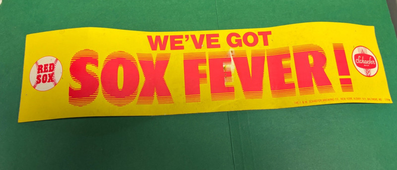 RARE VINTAGE SCHAEFER BEER BOSTON RED SOX BASEBALL BUMPER STICKER NEW YORK MD.