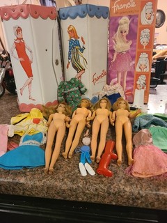 Large FRANCIE lot Cases Clothing Dolls Original Box Etc