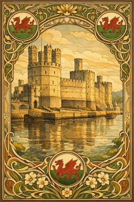   Vintage Castle Art Print - Medieval Wales Decor - Premium Art Print 200GSM