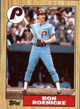 1987 Topps Ron Roenicke #329 Philadelphia Phillies Baseball Card MLB Wood Border