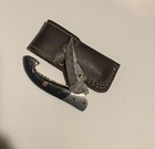 Damascus Steel Pocket Knife With Sheath Crackin Handle See Pictures Knife No Box — photo 1