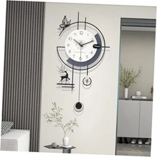 Modern Wall Clock, Large Wall Clocks for Living Room 17.7X33.5 Inch Black White