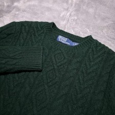 Polo Ralph Lauren Alpaca Blend Fisherman's Sweater Mens Large Fits Size Small