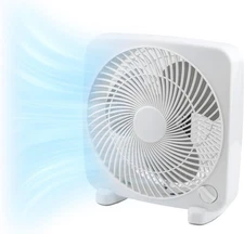 EZ-CHILL 9" Electric Portable 2-Speed, Quiet Box Fan, Ideal for Home, Bedroom...