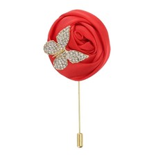 Rose Lapel Pin for Men Suit Brooch Red