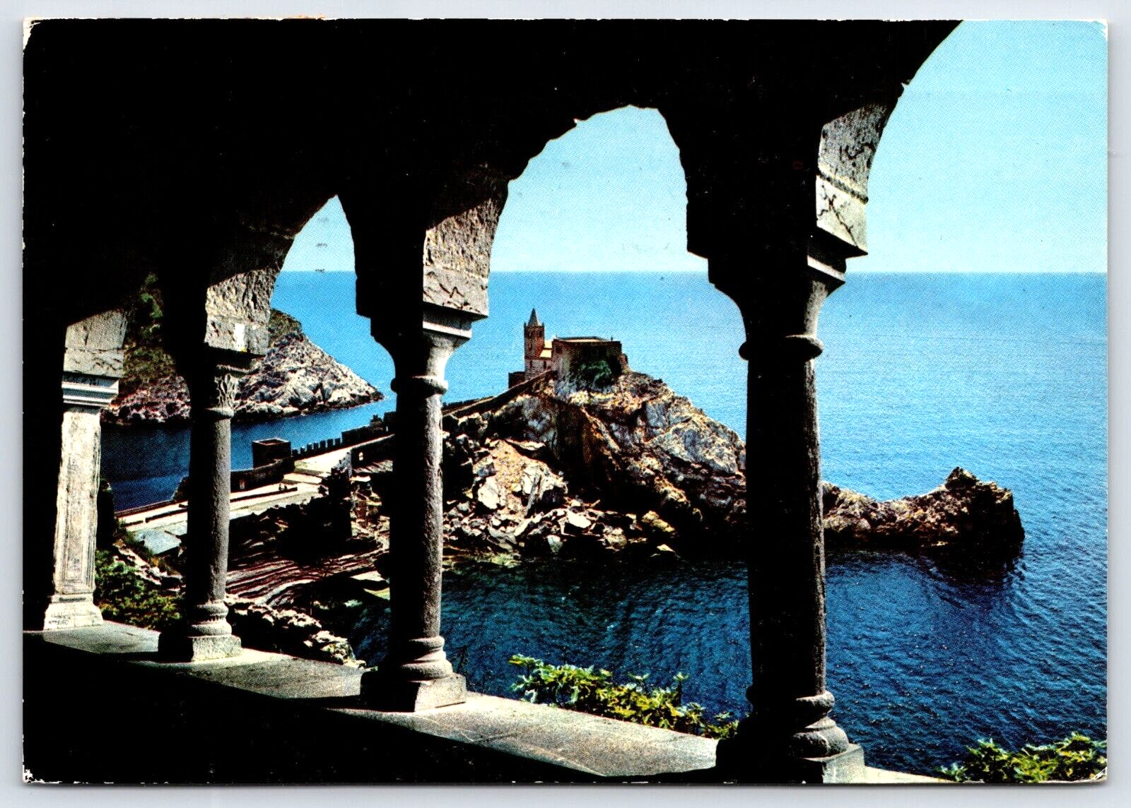 VINTAGE OLD ANTIQUE POSTCARD PHOTO ROMAN CATHOLIC CHURCH PORTO VENERE ITALY