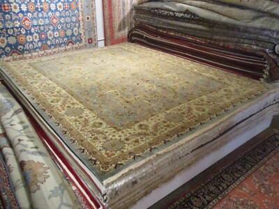 8x10 GORGEOUS MUSEUM DESIGN VEGETABLE DYE HANDMADE-KNOTTED WOOL RUG 580108