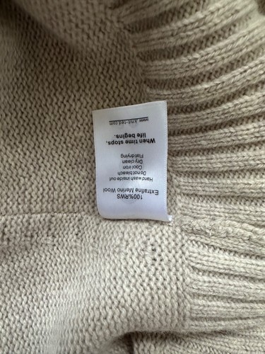 KNIT TED JUMPER OATMEAL NEUTRAL MERINO WOOL COLOUR SIZE M - Picture 12 of 12
