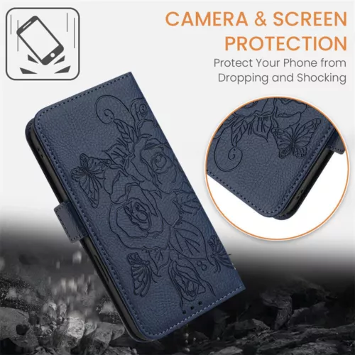 Luxury Leather Rose Wallet Cover Case for A55 A51 A73 M53 A54 A53 A52 A70 A50 - Picture 6 of 17