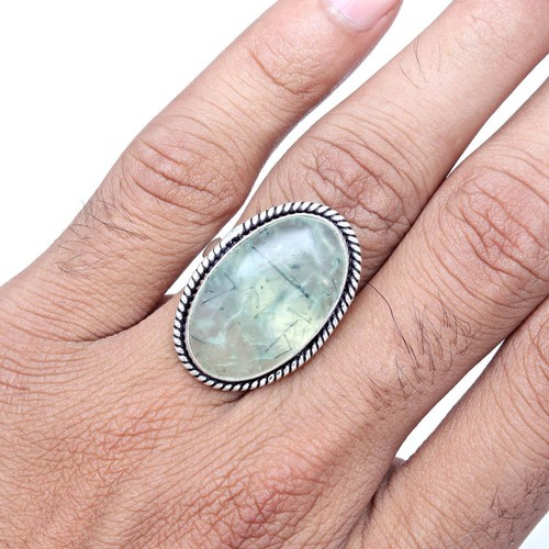Prehnite Gemstone Handmade Silver Jewelry "8" - Picture 3 of 5