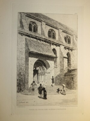 John Ames MITCHELL (NY American 1845-1918) ORIGINAL GRAVUR ANIMEE CHATEAUDUN