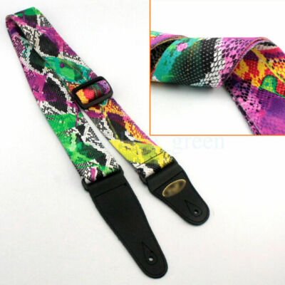 Multi Style P&P Snakeskin Print Guitar Strap New Rock Free Ship Metal Cool Neon