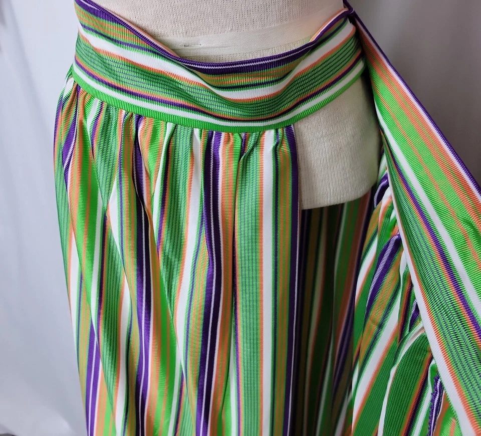 Vtg 60s striped mod hippie skirt green orange purple sz s/m - Image 4 of 4